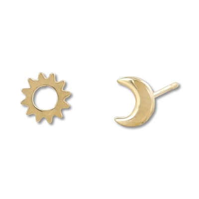 New Bling 9NBSAM-G210678 Gouden Oorknopjes - Dames - Zon - Maan - 5 mm - 14 karaat - Goud