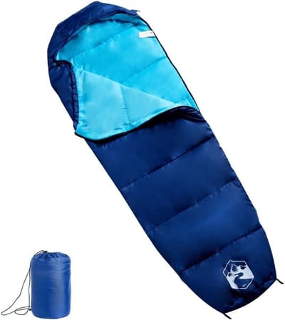 Mummieslaapzak Volwassenen - Kampeerslaapzak Outdoor - Kamperen en Reizen - Waterbestendig Materiaal - 207 x 70 cm - Marineblauw en Blauw
