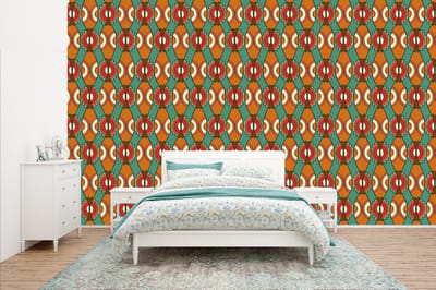 Behang - Fotobehang Design - Retro - Oranje - Abstract - Breedte 400 cm x hoogte 240 cm