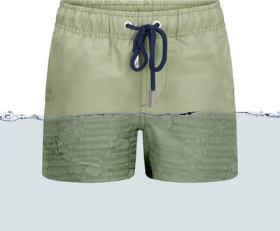 Ramatuelle Zwembroek Jongens - Magic print Zwembroek   - Print wordt zichtbaar zodra de stof nat wordt. - Maat 92 - Kleur  Groen / Khaki