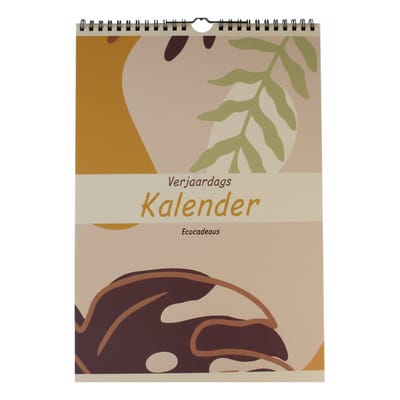 Verjaardagskalender - Wandkalender - Natuur - Abstracte bladeren - 22 cm x 33 cm - Birthday calender