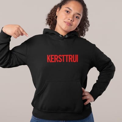 Foute Kerst Hoodie Zwart - Met rode tekst: Kersttrui - Maat XS - Kerstkleding voor dames & heren