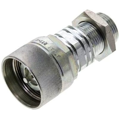 Stalen DN 20 Hydraulische Koppeling Insteeknippel 22 mm L Knelring Schotkoppeling ISO 14541/8434-1 D M42 x 2
