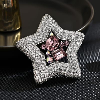 Klassiek Damesontwerp Elegante Luxe Vijfpuntige Ster Broche Exquise Temperament Jas Mode Broche Jas Accessoires gray