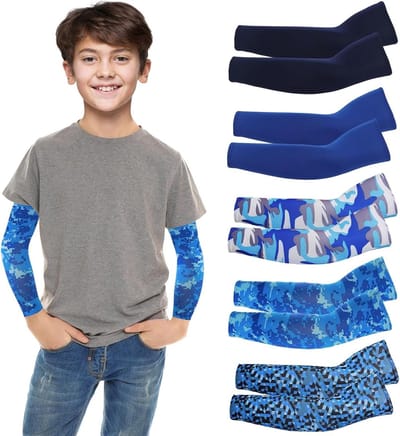Kinder Armwarmers - Sport Bescherming - Zonnebescherming Buiten - UV Bescherming - 5 Paar - Diverse Kleuren