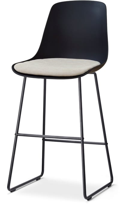 Nolon Nino-Liv barkruk zwart met naturelbeige Zitkussen - zwart onderstel - 75 cm