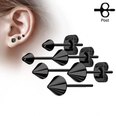 Oorbel spike egaal 0.8x6x3 - zwart - LMPiercings