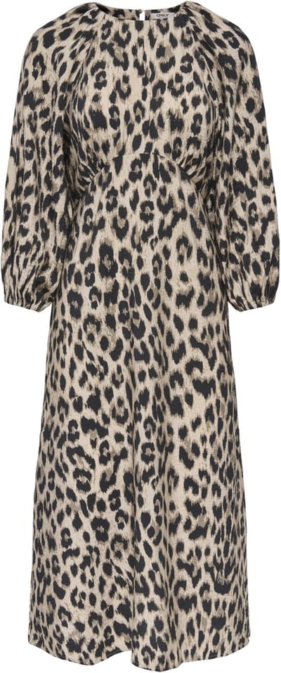 Only Jurk Onlmaizee 3/4 Belt Maxi Dress Wvn E 15378569 Humus/black Leo Dames Maat - M
