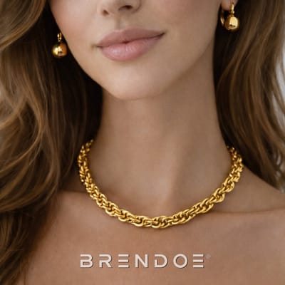 Brendoe Rope Ketting Goudkleurig – Gedraaide Schakelketting – 18K Verguld RVS – Waterproof & Non Tarnish
