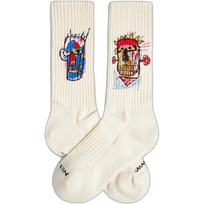 Jimmy Lion unisex sokken athletic basquiat heads 1982 beige (Basquiat)