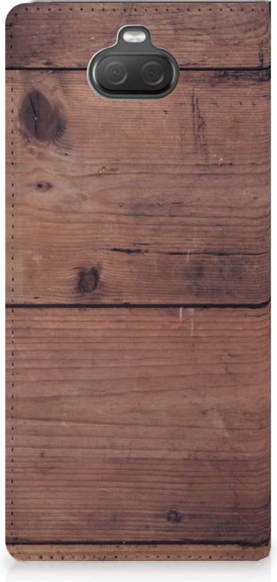 Standcase Hoesje voor Sony Xperia 10 Plus Book Wallet Case Old Wood
