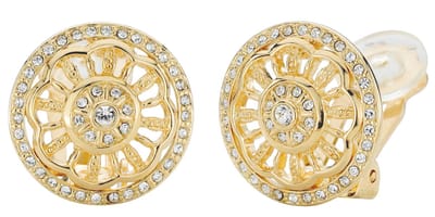 Traveller Clip Oorbellen - Oorclips Dames - Goudkleurig - Kristal - Preciosa Crystals - Bloem ø 18 mm - Verguld - 157470