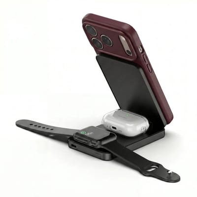 DECODED 4-in-1 Magnetische Powerbank - 8.000mAh - Geschikt voor MagSafe - Qi2 Gecertificeerd - 20W Draadloos Opladen - Zwart