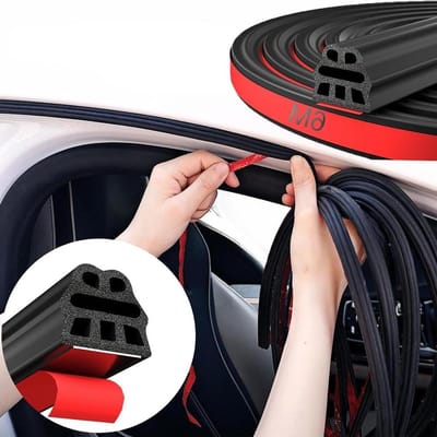 Allecto Plus - Universele Autodeurafdichting Zelfklevend Rubber | 6m Afdichtingstape voor Waterdichte Randbescherming en Geluidsdemping | Auto Bescherming tegen Stoten | Eenvoudig te Installeren