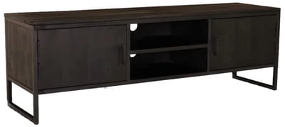 TV meubel zwart mangohout 150cm Liv tv kast duurzaam mango massief hout tv-meubel