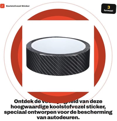 Dailygoods- Koolstofvezel Sticker Flexibel - Beschermfolie Auto - Randbescherming - Slijtvast - Eenvoudig te Installeren - Duurzaam Materiaal