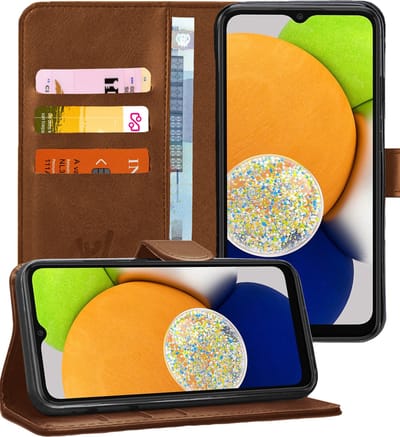 Hoesje geschikt voor Samsung A03 - Book Case Kunstleer Wallet Cover Portemonnee Pasjeshouder Hoes Bruin