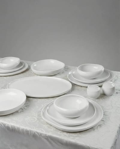 Almina Wave - Porseleinen Serviesset - 27-delig - Wit - 6-Persoons - Dinerset