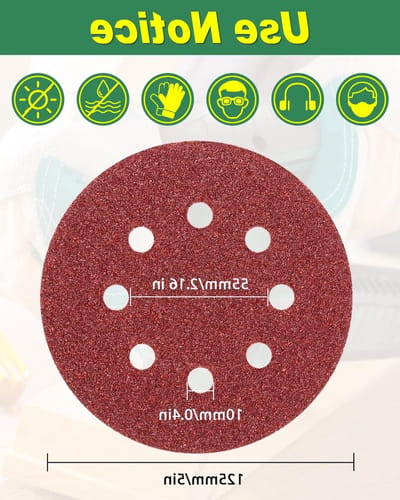 Set van 10 Schuurpapier 125 mm, 320 Korrelgrootte, Ronde Schuurdisc voor Excentrische Schuurmachines, 8 Gaten, Perfect voor Ontbramen en Schuren van Loodpunten