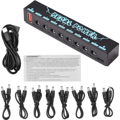 Alimentation Pédale Guitare Alimentation Effet Guitare 8 Sorties DC Isolées Alimentation Isolée Entrée USB 5V 2.1A 8 Sorties DC 9V 1 Sortie USB