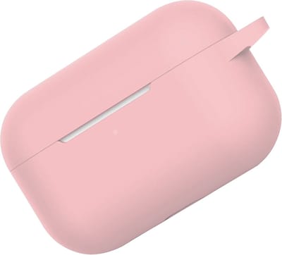 Hoes - Geschikt voor Apple Airpods Pro - Siliconen Hoesje met Clip - Silicone Case Cover - Lichtroze