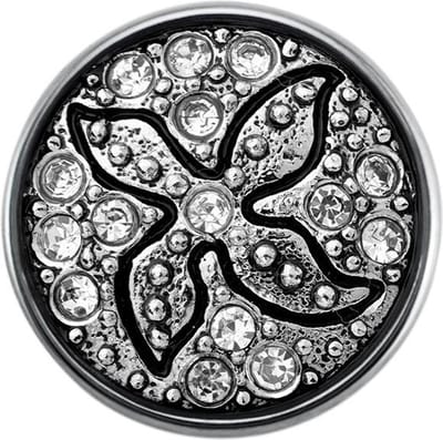 Quiges - Dames Click Button Drukknoop 18mm Zirkonia Symbool - EBCM347