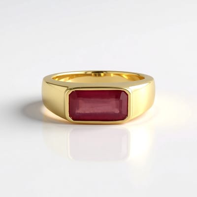 Cavill - Zilveren Ring Verguld met 2,025 ct Madagaskar Roze Saffier - 925 Sterling Zilver - Achthoekig Modern Elegant Design - Damesring Maat 17-21