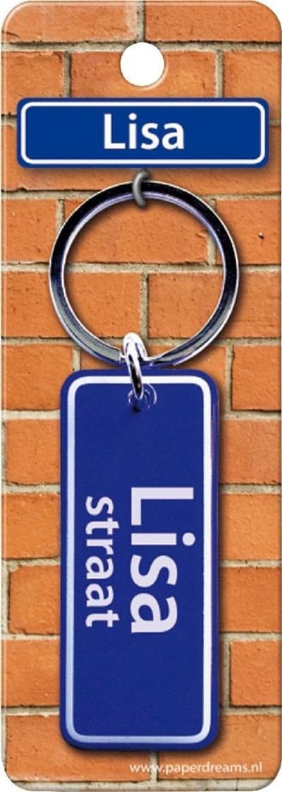 Paper Dreams Sleutelhanger Straatnaam Lisa 9 Cm Staal Blauw
