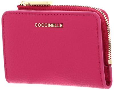 COCCINELLE Leren Kaarthoes Metallic Soft Credit Card Holder New Fucsia Roze
