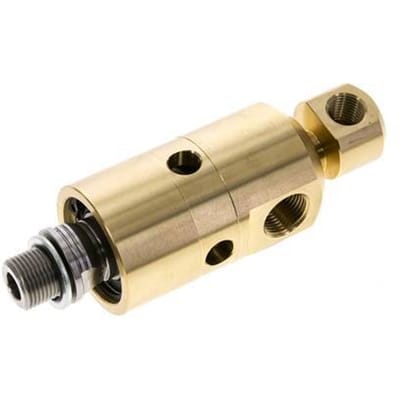 2-weg draaidoorvoer G1/4'' - G3/8'' Buitendraad rechtsdraaiend x Binnendraad messing 50 bar (702.5psi)
