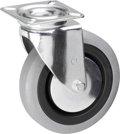 Zwenkwiel - Transportwiel Meubelwiel - Zware Lasten Verplaatsen - Zacht Loopvlak Glijlager - 100 mm 60x60 plaat - Grijs