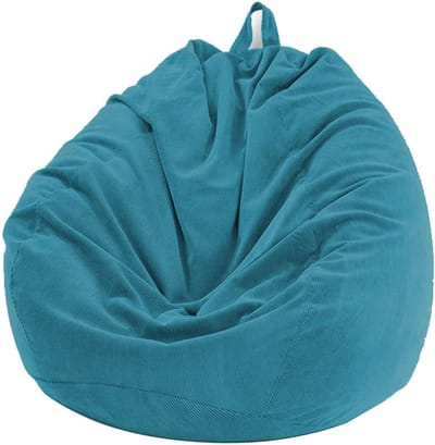 Corduroy Bean Bag Zonder Vulling - Speel Bean Bags voor Volwassenen en Kinderen - Comfortabel voor Binnen en Buiten - Grote Bean Bag - Stalen Blauw - 100 x 120 cm (geen vulling)