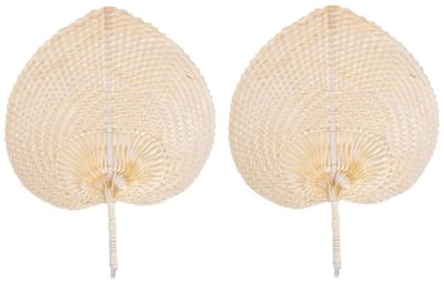 longziming -Natuurlijke Bamboe Waaier - Handgeweven Hartvormige Fan - Traditionele Chinese Stijl - Decoratief Accessoire Voor Bruiloften - Lichtgewicht En Flexibel Ontwerp - Frisse Natuurlijke Geur En Uniek Ambacht - 2 Stuks