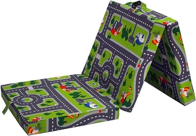 3-Delig Vouwmatras Logeerbed - Schuimmatras 190 x 70 cm Groen/Blauw