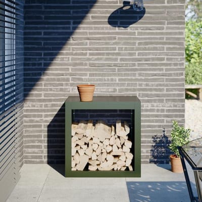 Brandhoutrek Staal - Houtopslag Standaard - Hout Opslaan - Verhoogde Luchtcirculatie - 60 x 40 cm - Groen