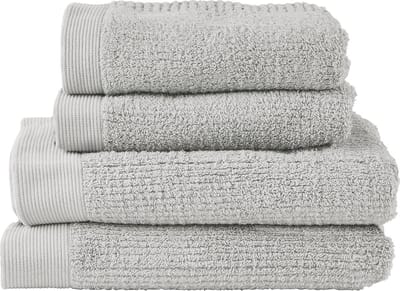 Zone Denmark Classic Handdoeken set - Set van 4 - Hoge Absorptie - 100% katoen - 600 g/m2 - 50 x 100 & 70 x 140 cm - Soft Grey (grijs)