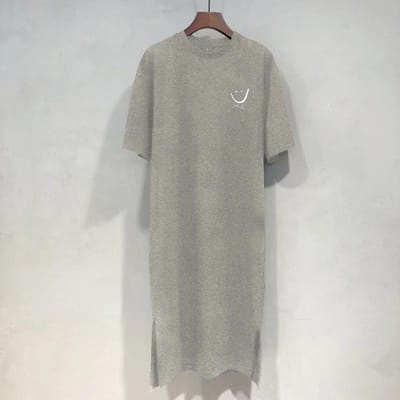 Dames Zomer Korte Mouwen T-shirt Jurk Losse Halflange Over de Knie Jurk L grijs