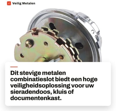 Dailygoods - Veilig Metalen Combinatieslot voor Sieraden en Documenten