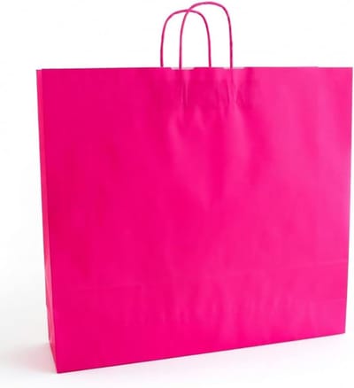 Papieren draagtassen - Extra grote tassen - Winkelgebruik - Met koord - 54 x 50 cm - Roze