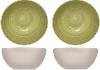 Cosy & Trendy soep serveer schaaltje - 2x - kommetjes Turbolino - groen - D14 cm - 500 ml