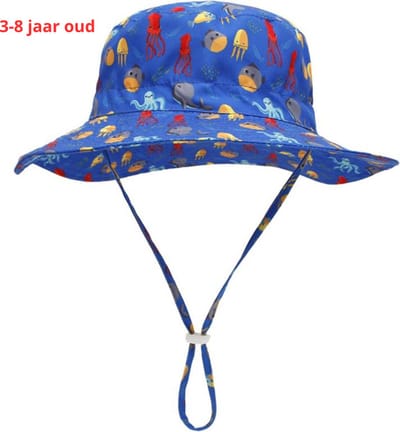 Livano Zonnehoed - Reishoed - UV Beschermende Hoed - Bucket Hat - Festival - Pet - Hoedje Voor Kinderen - Hoofdbescherming - Octopus - 3-8 Jaar