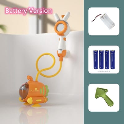 Pommeau de douche pour bain de bébé Carotte de dessin animé Pompe à eau électrique Arroseur réglable Jouet d'arrosage pour baignoire de bébé Pour tout-petit Cadeau white