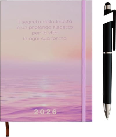 Compacte A6 Kalender 2026 - 12 Maanden Agenda in Italiaans met Inclusief Pen
