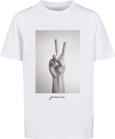 Mister Tee - Kids Peace Sign Kinder Tshirt - Kids 122/128 - Wit