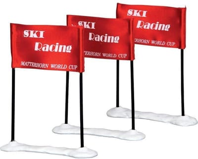 Lemax - Ski Racing Flag -  Set Of 3 - Kersthuisjes & Kerstdorpen