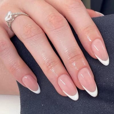 Dailygoods- Kunstnagels 24 Stuks - Amandelvormige Plaknagels - Witte French-tip - Effen Ontwerpen - Acryl Nagels - Herbruikbare Plakgel - Nepnagels