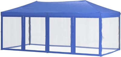Opvouwbare Partytent - Tuinpaviljoen Feesttent - Buitenfeesten Organiseren - Inclusief Zijwanden - 3 x 6 Meter - Blauw