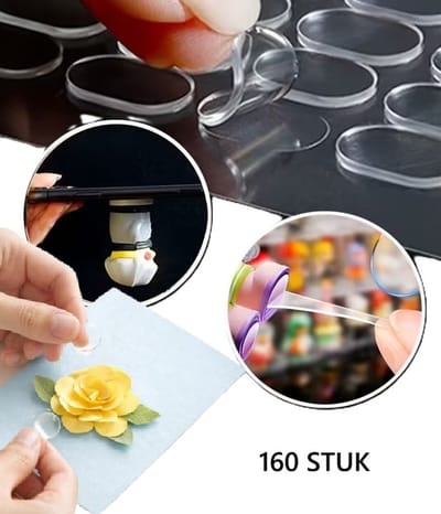 Dubbelzijdige Kleefpunten Transparant – 160 Stuks – 8 × 13 mm – Verwijderbaar – Lijmpads voor Ballonnen, Foto’s & Decoratie