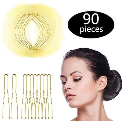 Haaraccessoires set - Haarklemmen - Haarelastiekjes / Scrunchie -Beige 50 stuks + 40 U-haarklemmen -Geschikt voor kort en fijn haar.