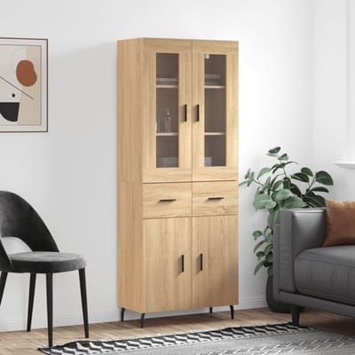 vidaXL - Hoge - kast - 69,5x34x180 - cm - bewerkt - hout - sonoma - eikenkleurig
